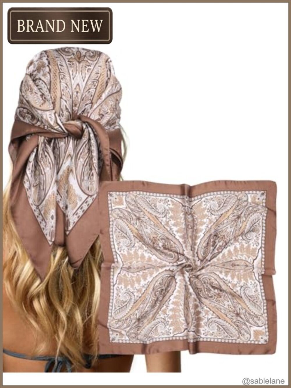 27.5" Square Fashion Scarf for Hair & Neck - Soft Polyester